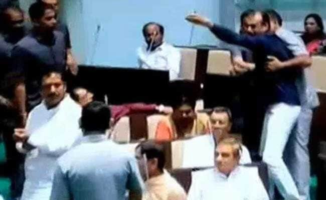 Chaos In Gujarat Assembly, Congress Lawmaker Throws Mic At BJP Leader