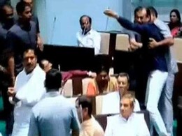 Chaos In Gujarat Assembly, Congress Lawmaker Throws Mic At BJP Leader Chaos In Gujarat Assembly, Congress Lawmaker Throws Mic At BJP Leader