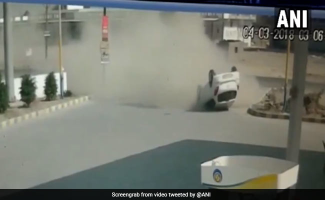 Watch: In Gujarat, Speeding Car Loses Control, Turns Upside Down. Then This
