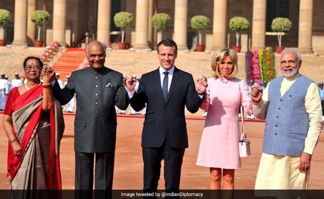 Macron In India Highlights: French President Welcomed At Rashtrapati Bhavan