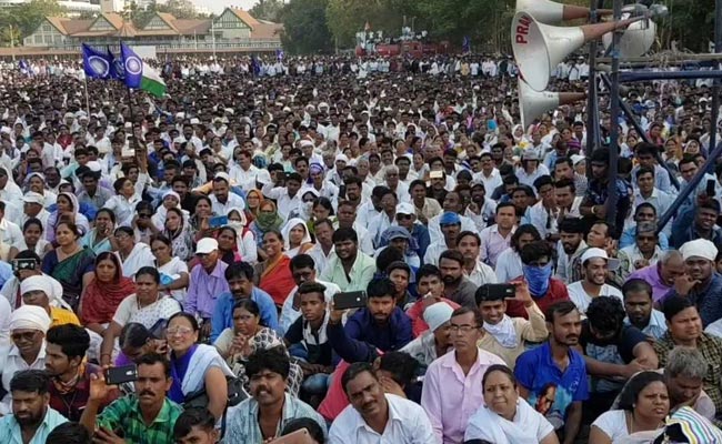 Prakash Ambedkar Leads Rally To Seek Arrest Of Bhima-Koregaon Violence Accused