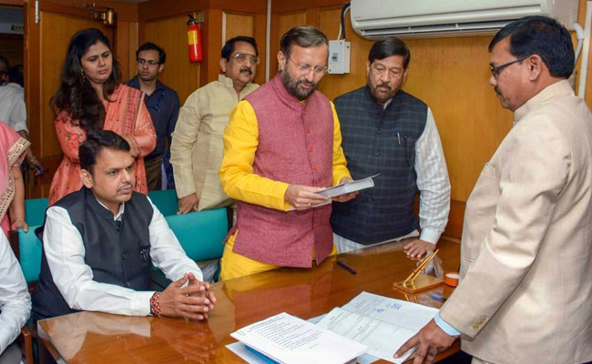 Prakash Javadekar Files Rajya Sabha Nomination Papers From Maharashtra