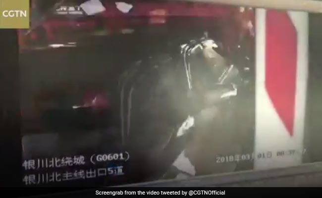 Truck Rams Car At Toll Booth. Horror Caught On Camera