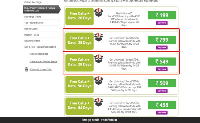 vodafone prepaid recharge plans