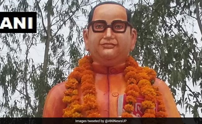 Ambedkar Statue Vandalised In UP Gets Saffron Makeover, Then Repainted