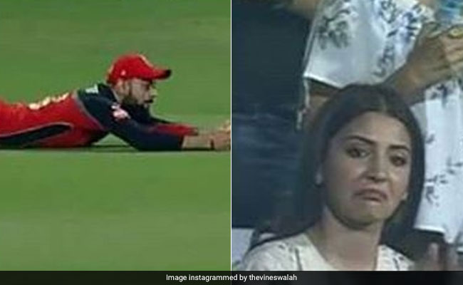 IPL 2018: विराट के कैच को देख हैरान रह गईं अनुष्का शर्मा, Video हुआ वायरल