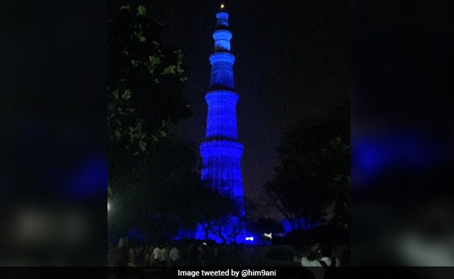 Qutub Minar Turns Blue On World Autism Awareness Day