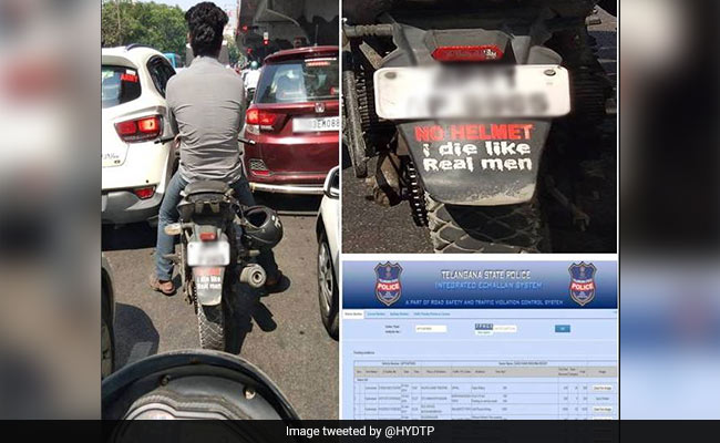 Hyderabad Traffic Cops Hilariously Troll Biker Photographed Without Helmet