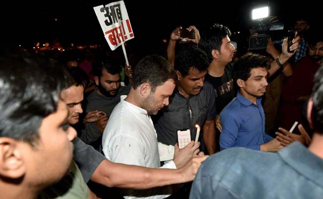 Rahul Gandhi Leads Candlelight Vigil In Delhi Demanding Justice In Kathua, Unnao Cases