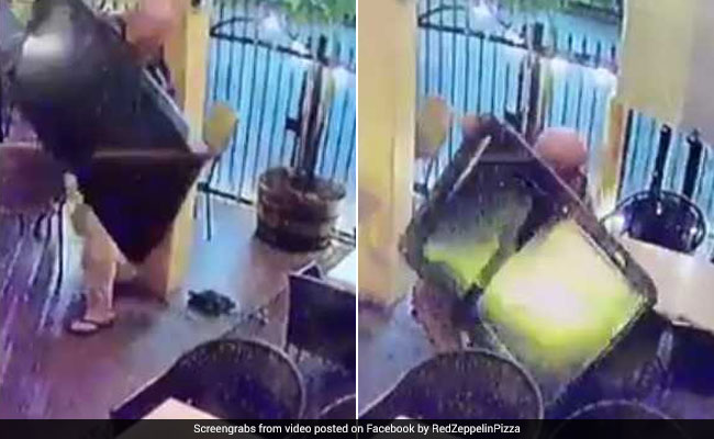 Thief Steals TV From Pizza Place, Almost Gets Crushed Under It