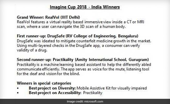 microsoft imagine cup india finals winners