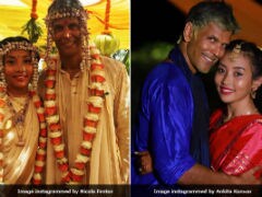 On Milind Soman's Bride Ankita Konwar: A Dreamy <i>Mekhla</i> Before An Off-White Wedding