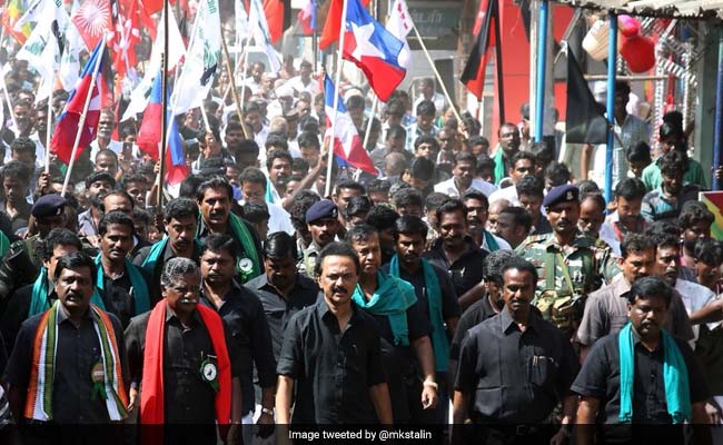 Black Flag Cauvery Protests As PM Modi Arrives In Chennai for DefExpo