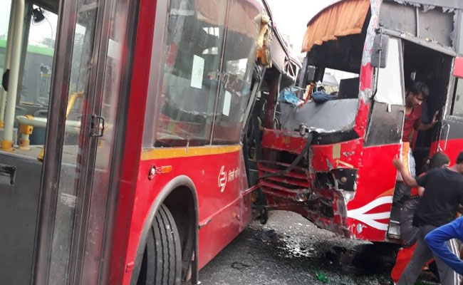 2 Dead As Buses Collide In Busy Intersection Near Delhi