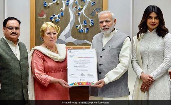 Priyanka Chopra Picks A Pristine White Anarkali To Meet PM Modi