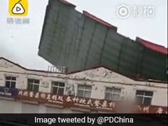 On Camera, Terrifying Moment Strong Winds Rip Roof Off Building In China