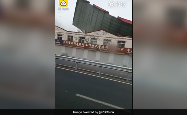 On Camera, Terrifying Moment Strong Winds Rip Roof Off Building In China