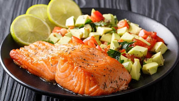 Zesty Smoked Salmon with Avocado Tomato Salad