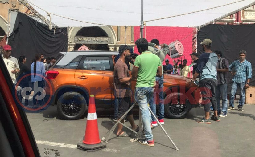 maruti suzuki vitara brezza orange colour spied