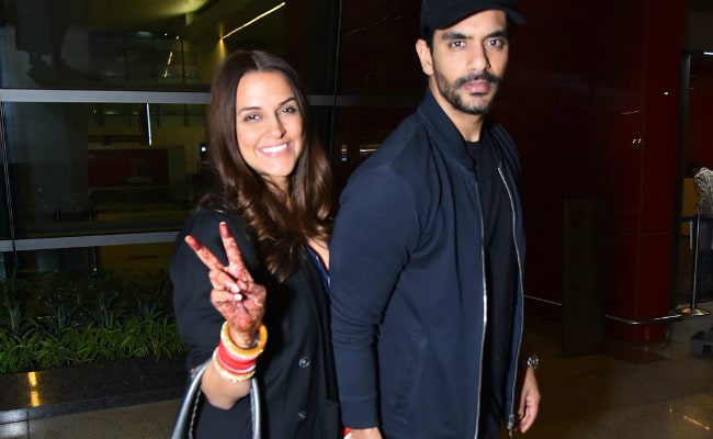 Neha Dhupias First Flight With Husband Angad Bedi See Airport Pics 