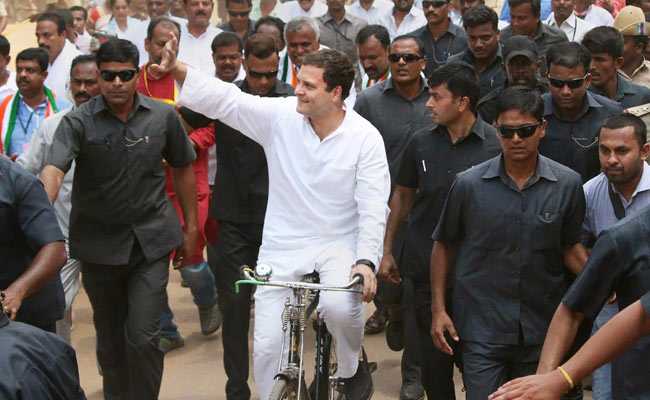 Rahul Gandhi Rides A Bicycle In Karnataka To Protest Rising Fuel Prices