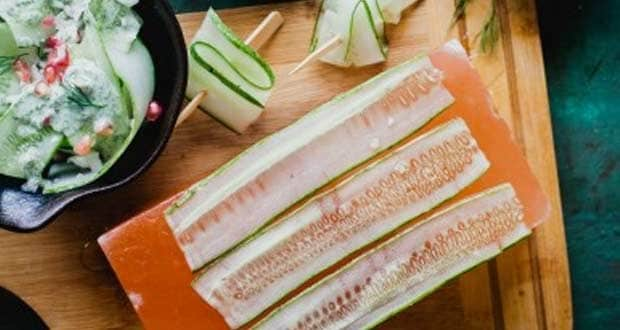 Cucumber Salad on Himalayan Salt Block