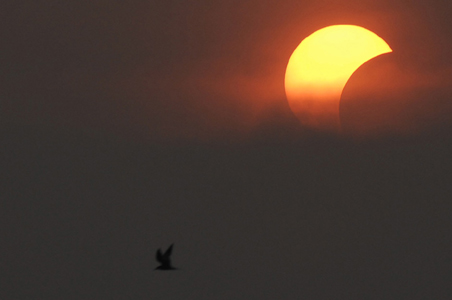 Solar eclipse blocked by clouds in Tibet