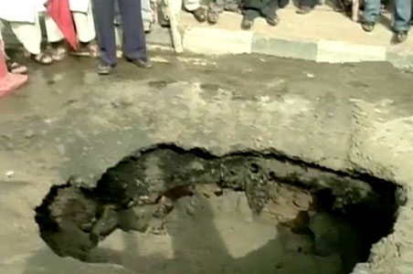 8-feet pothole on Delhi's BRT corridor