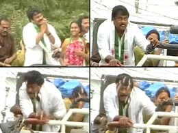 Chiranjeevi escapes electrocution during campaign Chiranjeevi escapes electrocution during campaign
