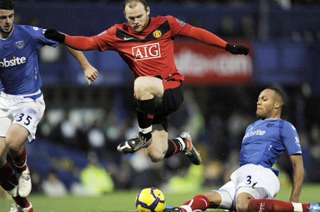 Rooney's hat-trick clinches United win at Pompey