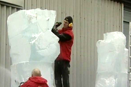 Obama in ice against global warming