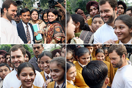 Rahul interacts with children at Parliament