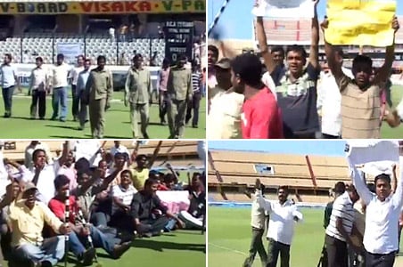 Telangana activists disrupt cricket match