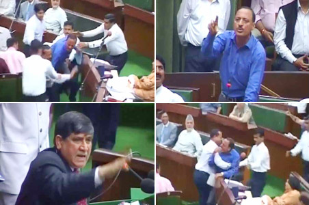 Ruckus in J&K assembly, MLAs marshalled out