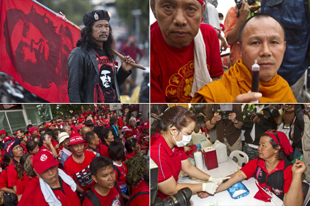 Thai protesters hurl own blood at PM's house