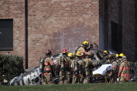 Small plane crashes into building near US airport