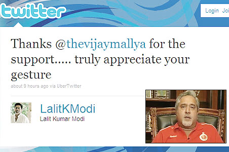 Beleaguered Modi thanks Mallya for support