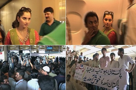 Sania, Shoaib arrive in Pakistan to frenzied reception