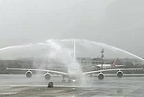 A 380 lands at Delhi's T3 today