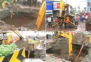 Central Mumbai road caves in with 20-foot hole