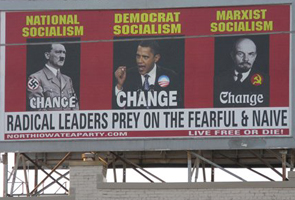 Billboard linking Obama, Hitler draws complaints