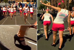 Australian women set world record for fastest stiletto race