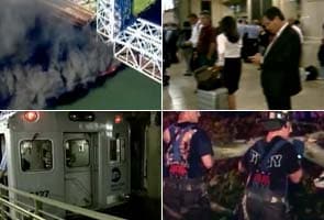Fire under New York bridge halts train for hours