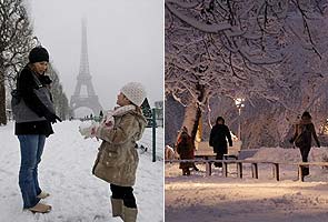 Snow chaos in Germany, Eiffel Tower partly re-opens