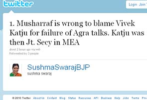 On Twitter, Sushma Swaraj takes on Musharraf