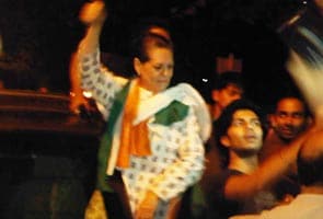 Sonia Gandhi joins celebrations on streets