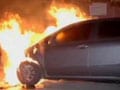 Cars set on fire on the streets of Berlin