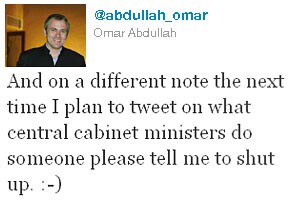 Next time, tell me to shut up: Omar Tweet
