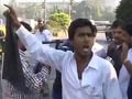 Black flags waved as Anna drives past in Mumbai