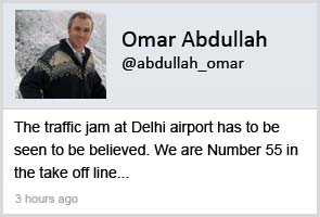 Where is my lal batti, tweets Omar, stuck on plane in fog